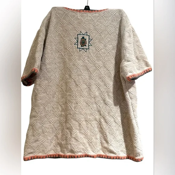 Embroidered Knit zip up Cardigan with turtle Accents - Picture 3 of 6